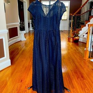 ZARA Blue Lace Maxi Dress Size M
